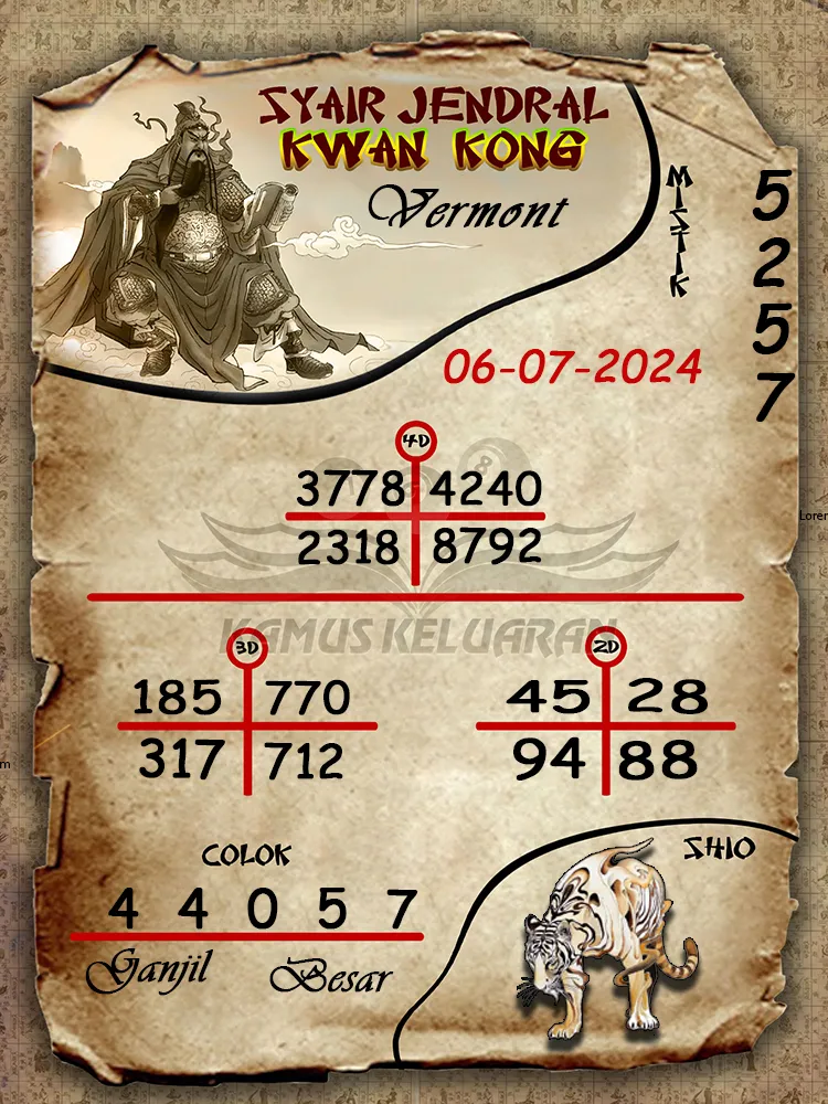 syair jendral kwan kong Vermont 06 07 2025