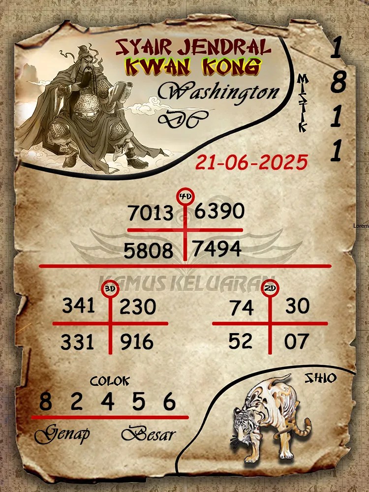 syair jendral kwan kong washington 21 06 2025