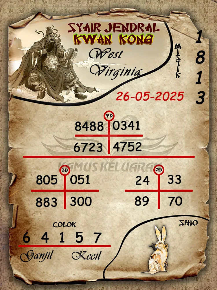 syair jendral kwan kong west virginia 26 05 2025