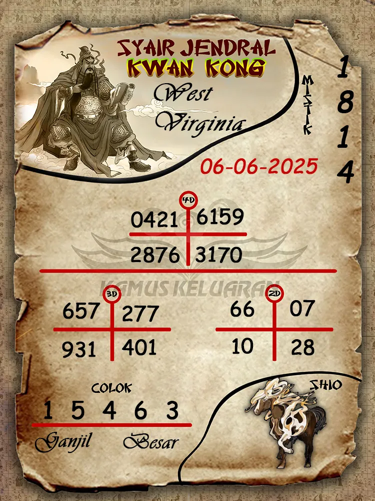 syair jendral kwan kong west virginia 06 06 2025