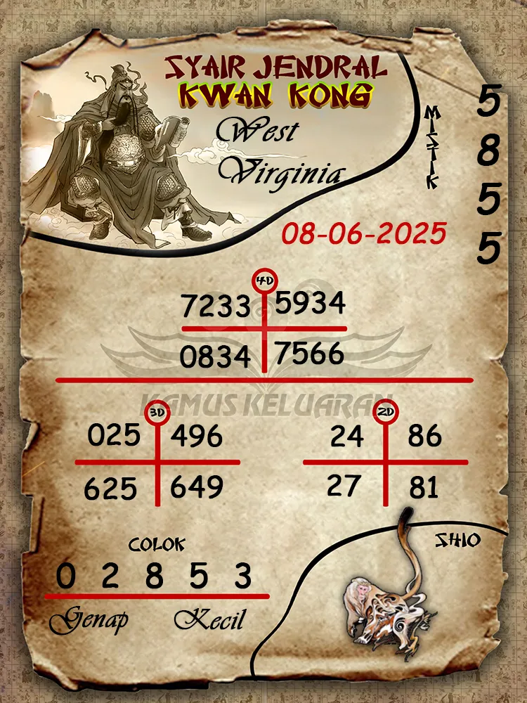 syair jendral kwan kong west virginia 08 06 2025