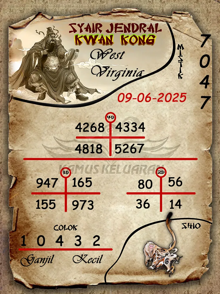 syair jendral kwan kong west virginia 09 06 2025