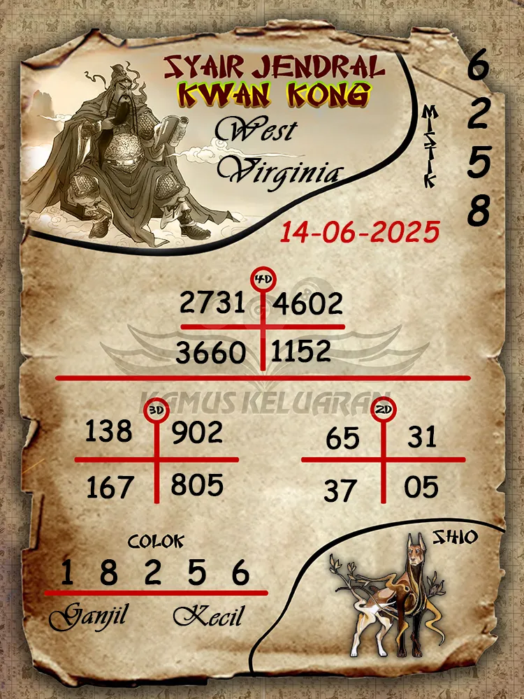 syair jendral kwan kong west virginia 14 06 2025