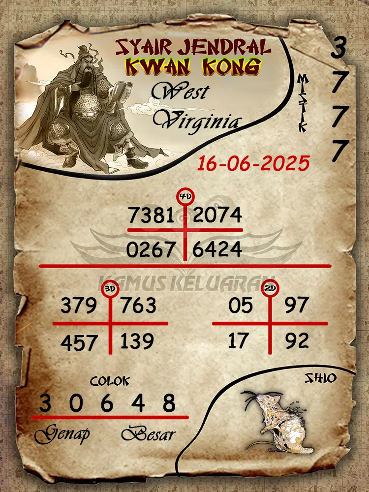 syair jendral kwan kong west virginia 16 06 2025