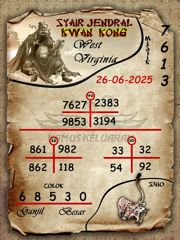 syair jendral kwan kong west virginia 26 06 2025
