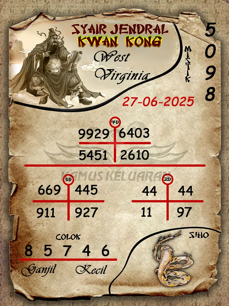 syair jendral kwan kong west virginia 27 06 2025