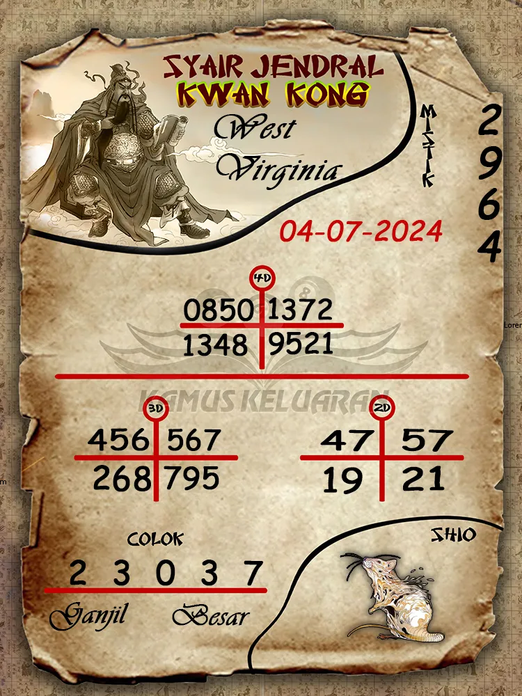 syair jendral kwan kong West Virginia 04 07 2025