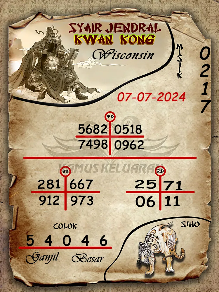 syair jendral kwan kong Wisconsin 07 07 2025